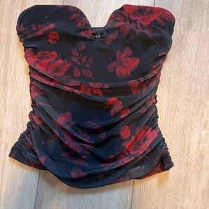 Dynamite Strapless Black Mesh Top